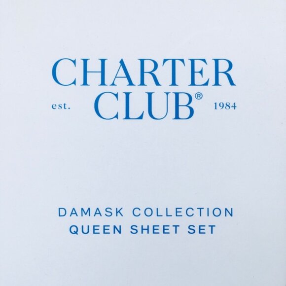 new Charter Club Damask Solid 550 TC 100% Cotton QUEEN Sheet Set in SMOKE - Picture 2 of 6